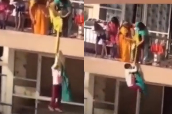 VIDEO: ಬೆಡ್‌ಷೀಟ್‌ಗಾಗಿ 10ನೇ ಮಹಡಿಯಿಂದ ಸೀರೆ ಕಟ್ಟಿ ಮಗನನ್ನು ಜೋತು ಬೀಳಿಸಿದ ಅಮ್ಮ! ಶಾಕಿಂಗ್‌ ವಿಡಿಯೋ ನೋಡಿ…