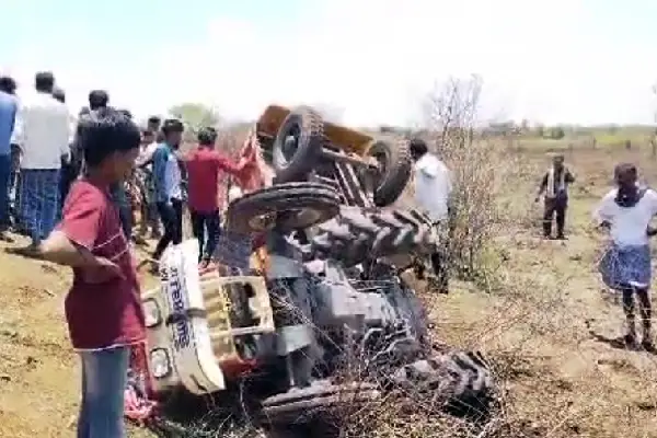 tractor overturned that was going to work on the cradle