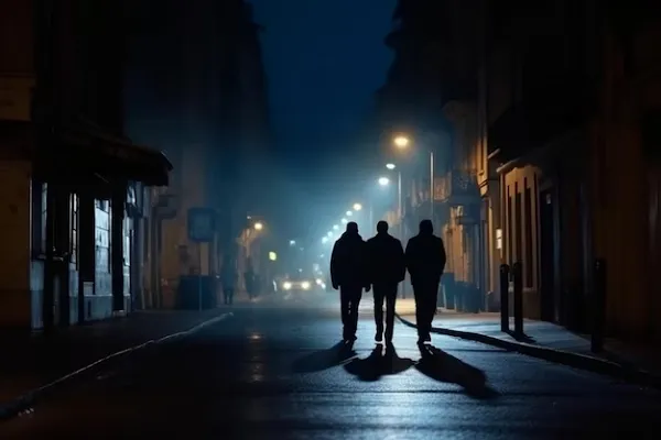 men in street night