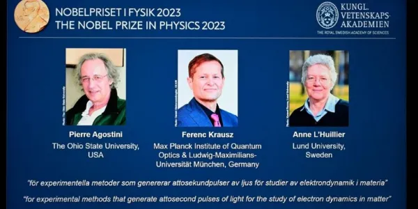 Nobel prize 2023 in physics: ಭೌತಶಾಸ್ತ್ರದಲ್ಲಿ ಮೂವರಿಗೆ ನೋಬೆಲ್​ ಪುರಸ್ಕಾರ