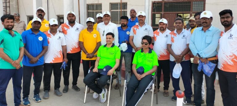 Kanakagiri utsava media team cricket match held in koppal stadium DC SP