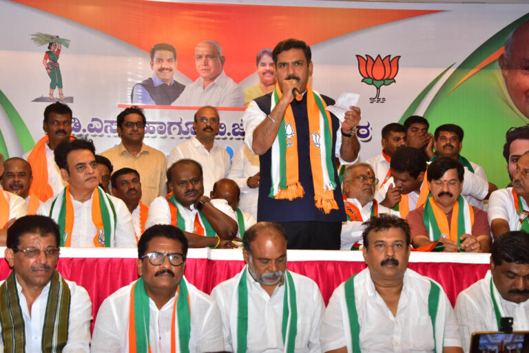 BJP state president Vijayendra criticizes Congress Mandya